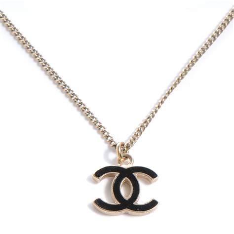 chanel necklace dainty|Chanel enamel cc necklace black.